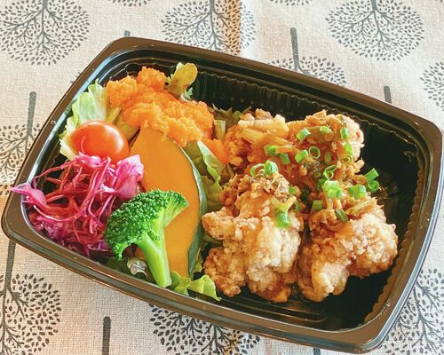 単品唐揚げ　サラダ付き　斜め